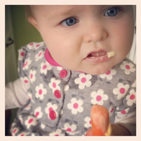 Nobody told her babies aren't supposed to like hummus. More please!