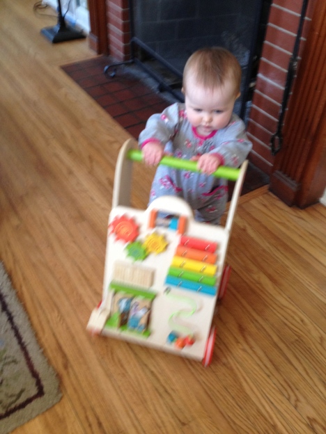 Now that she can stand, she is ready to rock! She intuitively started using this walker.
